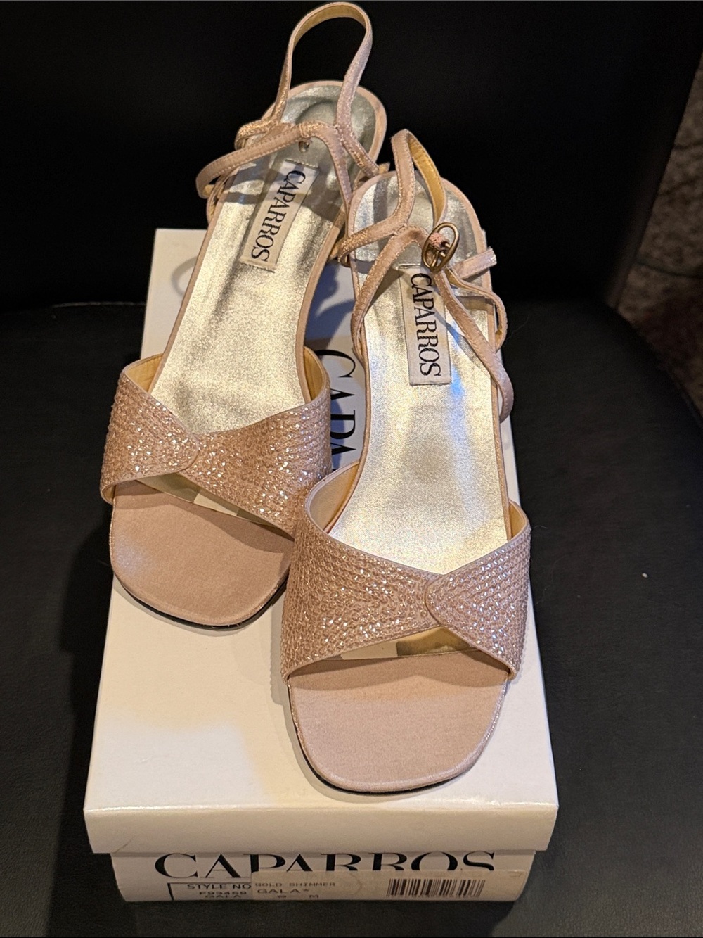 Caparros Rose Gold Glitter Crisscross Slingback Heels